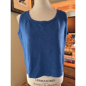 St. John Sport Blue Sleeveless Santana Knit Pullover Sweater Shell Tank Small